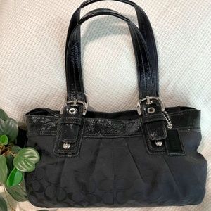 Coach Black Signature Fabric Purse F13742